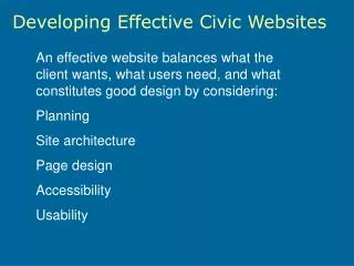 Developing Effective Civic Websites