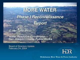MORE WATER Phase I Reconnaissance Report