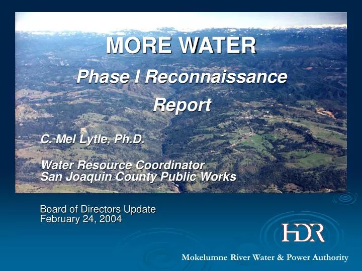 more water phase i reconnaissance report