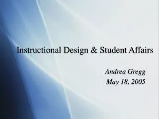 Instructional Design &amp; Student Affairs