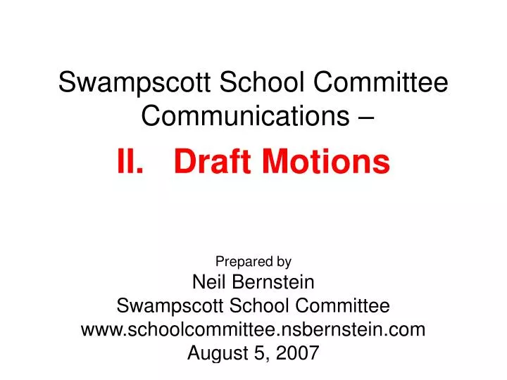 swampscott school committee communications ii draft motions