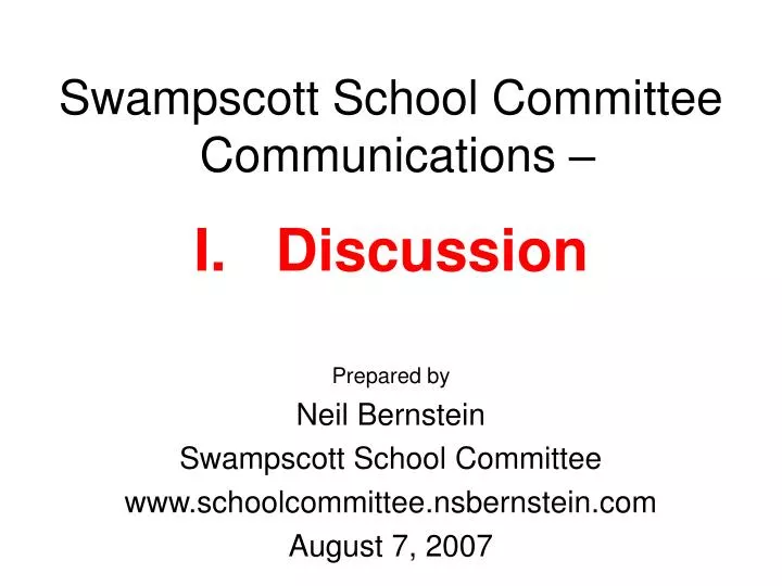 swampscott school committee communications i discussion