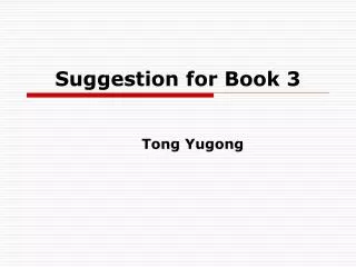 Suggestion for Book 3