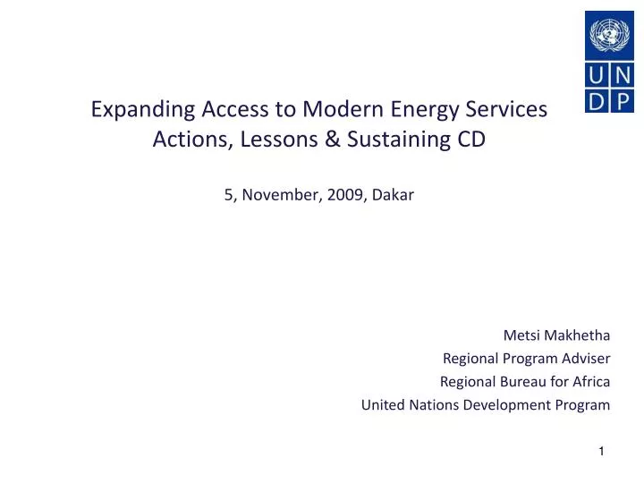 expanding access to modern energy services actions lessons sustaining cd 5 november 2009 dakar