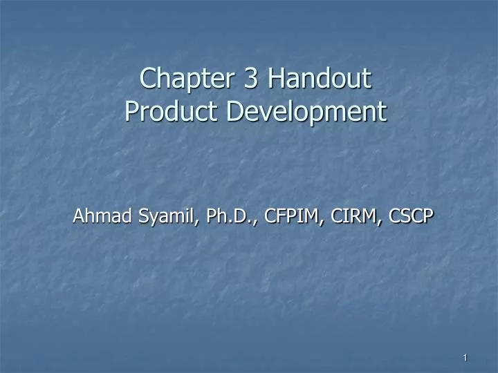 chapter 3 handout product development