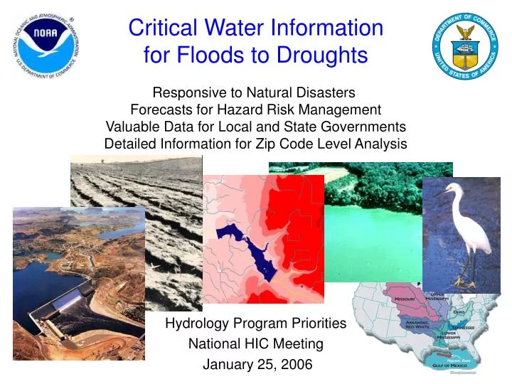 critical water information for floods to droughts