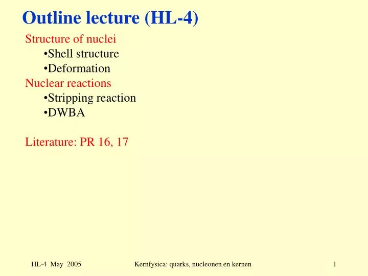 outline lecture hl 4