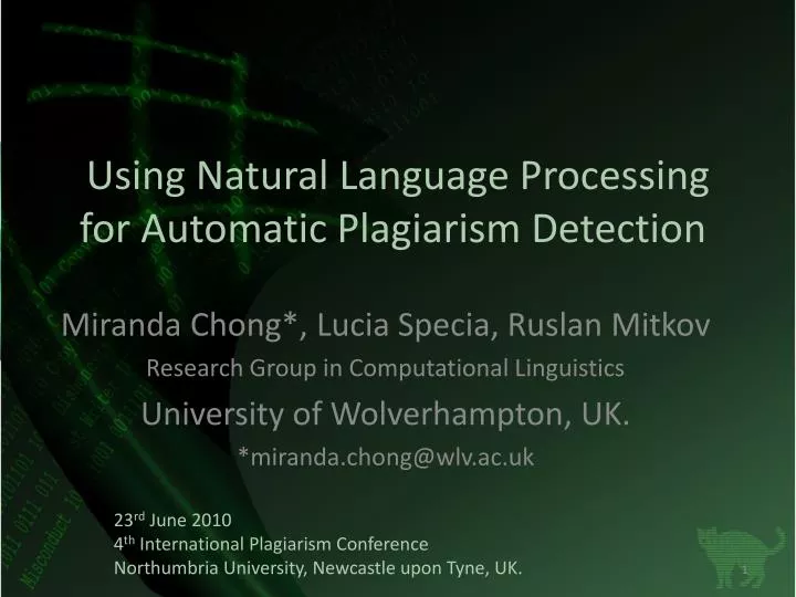 using natural language processing for automatic plagiarism detection