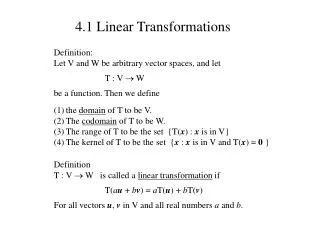 4.1 Linear Transformations