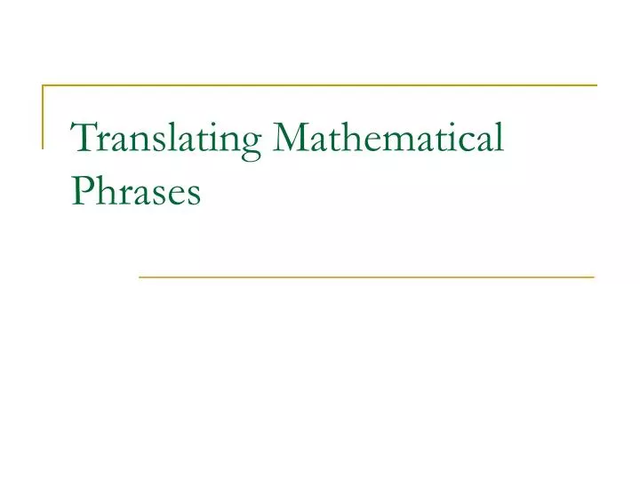 translating mathematical phrases