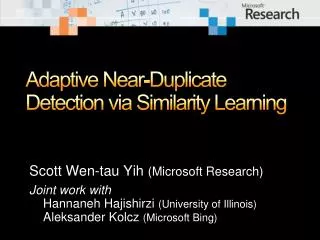 Adaptive Near-Duplicate Detection via Similarity Learning