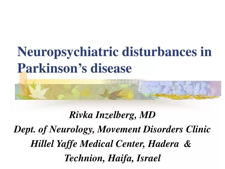 neuropsychiatric disturbances in parkinson s disease