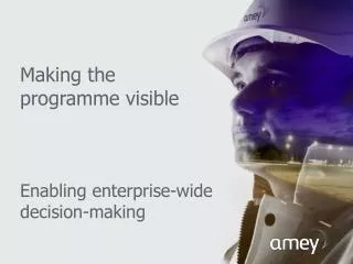 Making the programme visible Enabling enterprise-wide decision-making