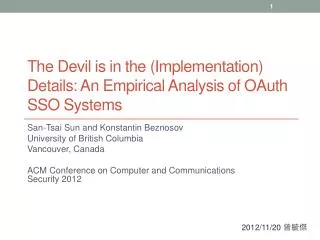 The Devil is in the (Implementation) Details: An Empirical Analysis of OAuth SSO Systems