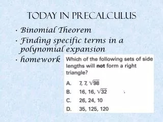 Today in Precalculus