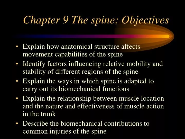 chapter 9 the spine objectives
