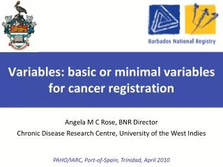 Variables: basic or minimal variables for cancer registration