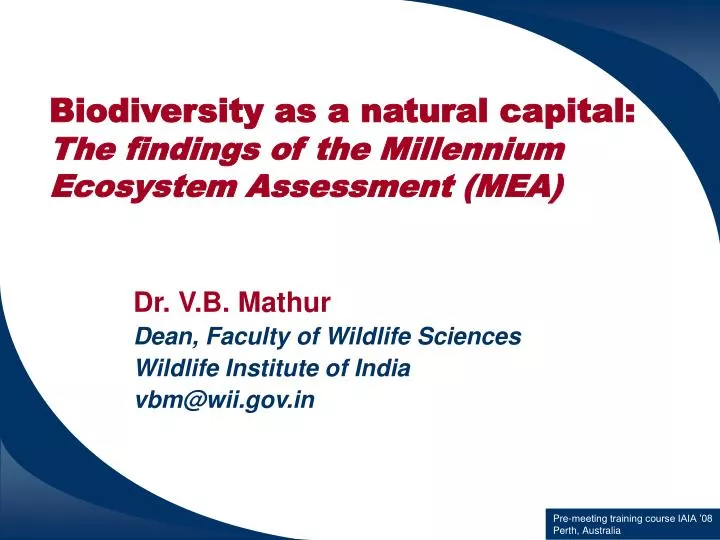 biodiversity as a natural capital the findings of the millennium ecosystem assessment mea