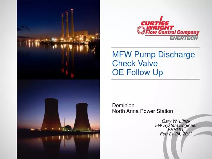 mfw pump discharge check valve oe follow up