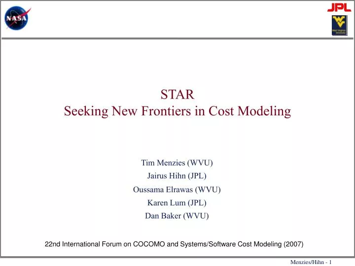 star seeking new frontiers in cost modeling
