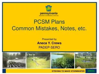 PCSM Plans Common Mistakes, Notes, etc.