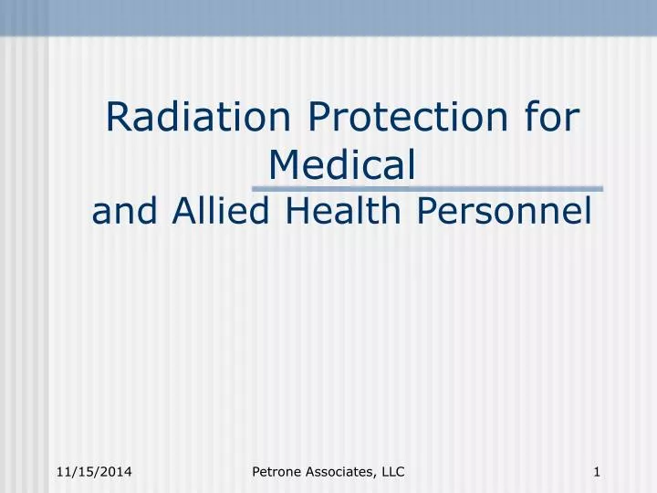 radiation protection for medical and allied health personnel