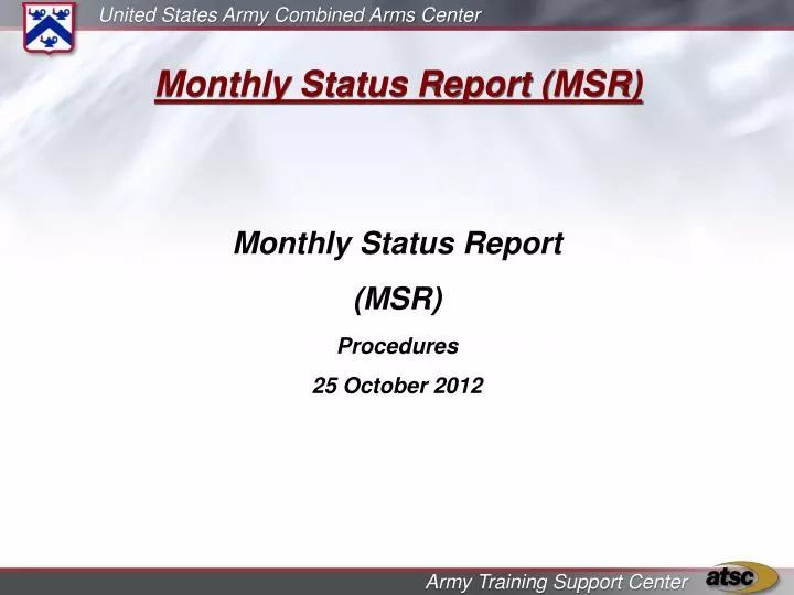 monthly status report msr