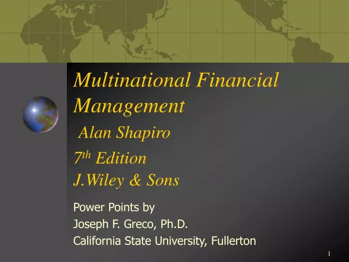 multinational financial management alan shapiro 7 th edition j wiley sons