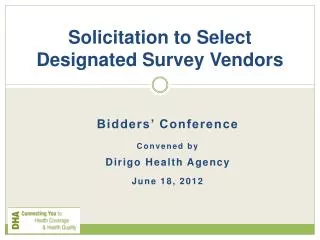 Solicitation to Select Designated Survey Vendors
