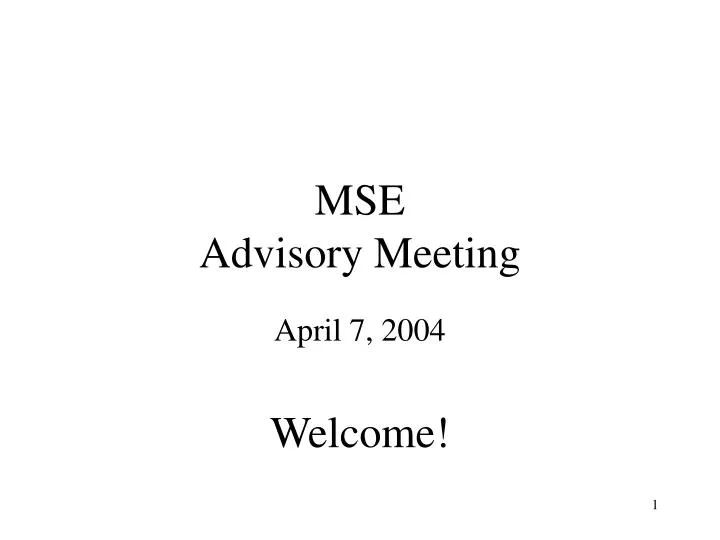 mse advisory meeting