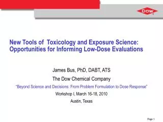 New Tools of Toxicology and Exposure Science: Opportunities for Informing Low-Dose Evaluations