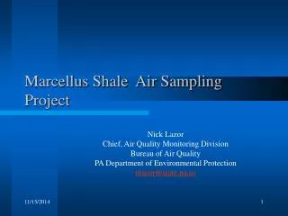 Marcellus Shale Air Sampling Project