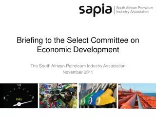 Briefing to the Select Committee on Economic Development