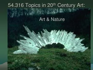 54.316 Topics in 20 th Century Art: