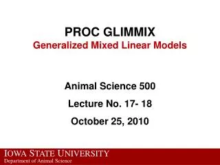 PROC GLIMMIX Generalized Mixed Linear Models