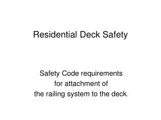 Residential Deck Safety