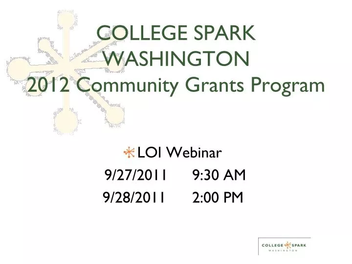 college spark washington 2012 community grants program