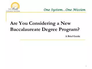 Are You Considering a New Baccalaureate Degree Program? A Brief Guide