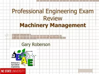 Professional Engineering Exam Review Machinery Management