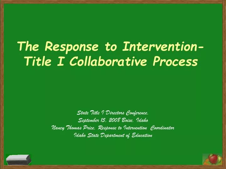the response to intervention title i collaborative process