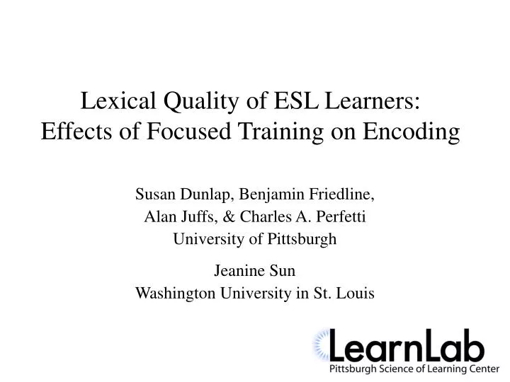 lexical quality of esl learners effects of focused training on encoding