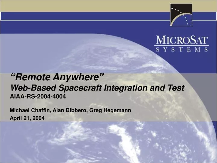 remote anywhere web based spacecraft integration and test aiaa rs 2004 4004