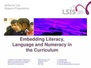 Embedding Literacy, Language and Numeracy in the Curriculum