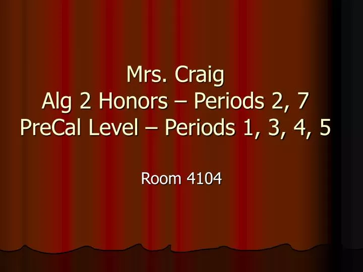 mrs craig alg 2 honors periods 2 7 precal level periods 1 3 4 5
