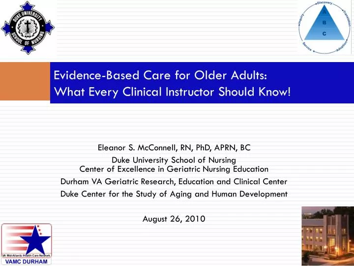 evidence based care for older adults what every clinical instructor should know