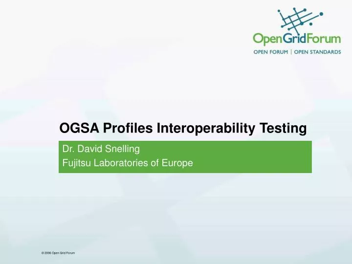 ogsa profiles interoperability testing