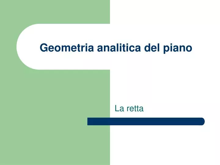 geometria analitica del piano