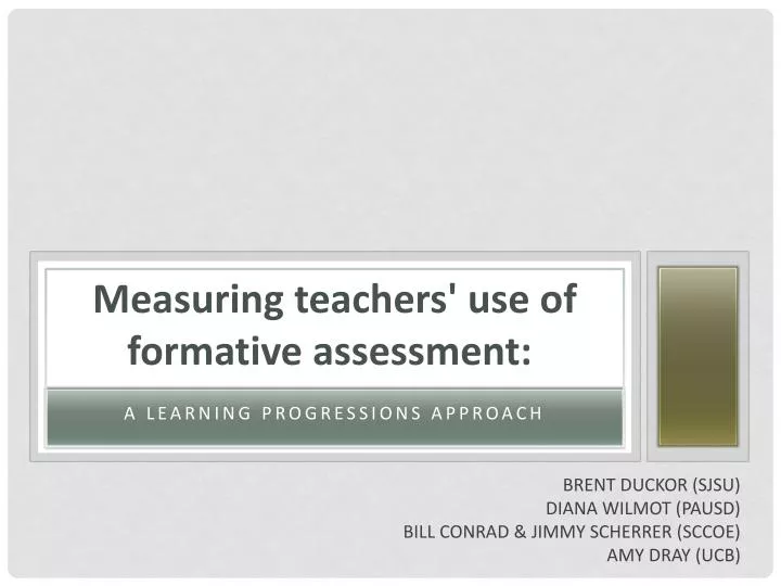 measuring teachers use of formative assessment