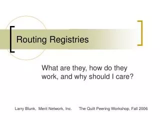 Routing Registries