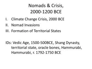 Nomads &amp; Crisis, 2000-1200 BCE